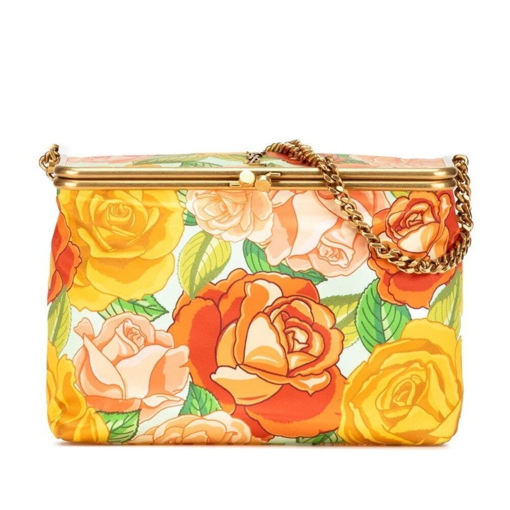 Saint Laurent Polyamide YSL Logo Floral Chain One Shoulder Bag Multicolor